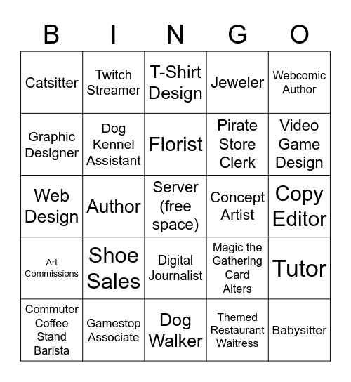 "Follow Your Passions" Bingo Card