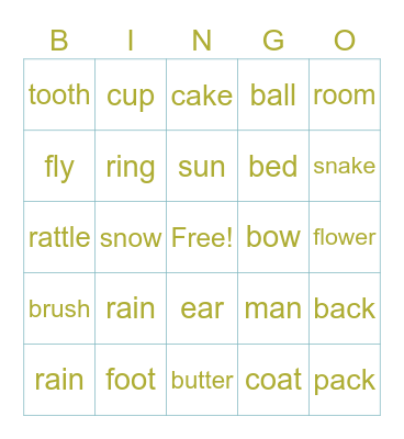COMPOUND WORDS Bingo Card