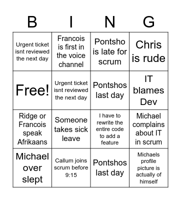 Dev Bingo .2 Bingo Card