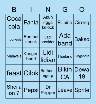 Punya Nana Bingo Card