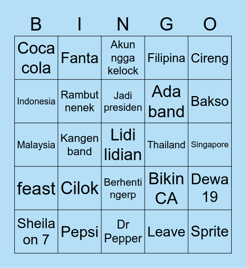 Punya Nana Bingo Card