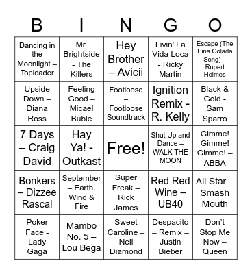 FRUITY FRIDAYS MUSIC ROUND Bingo Card