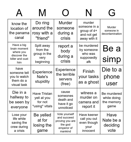 Chickens Among Us Bingo Card