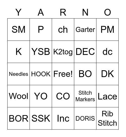 Love Your Yarn Store 20 Bingo Card
