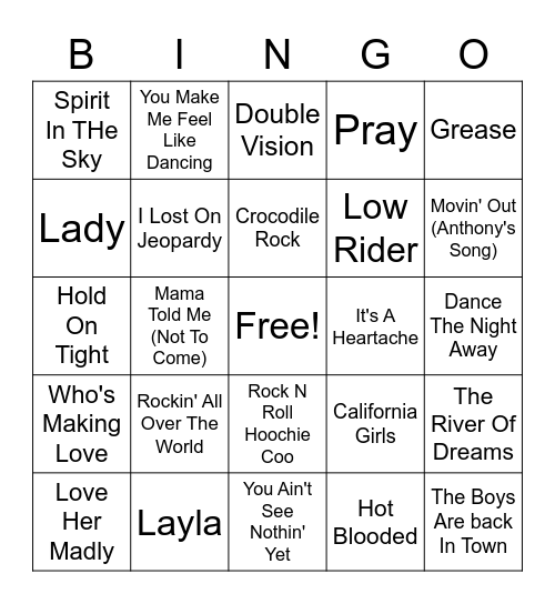 Whistle Stop 2 Bingo Card