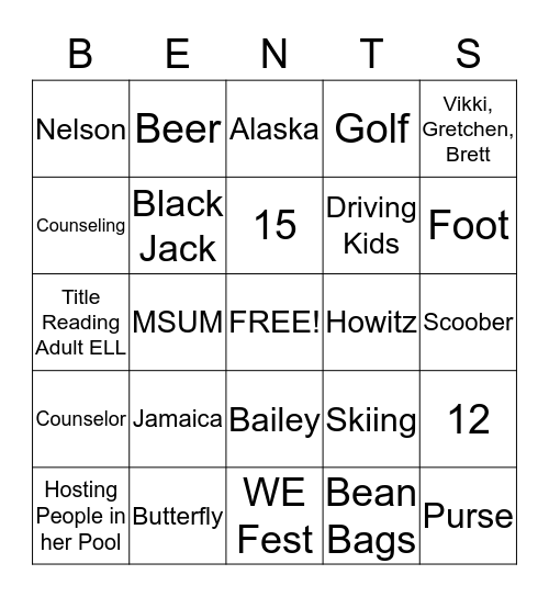 Tracie's Fabulous Forty Years Bingo Card