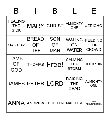 JESUS Bingo Card