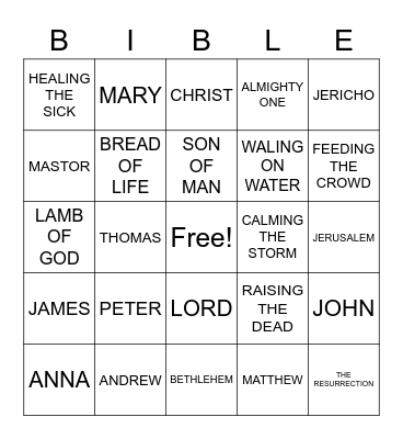 JESUS Bingo Card