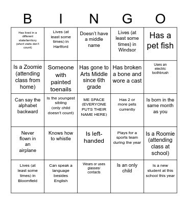 Get-To-Know-You BINGO Card