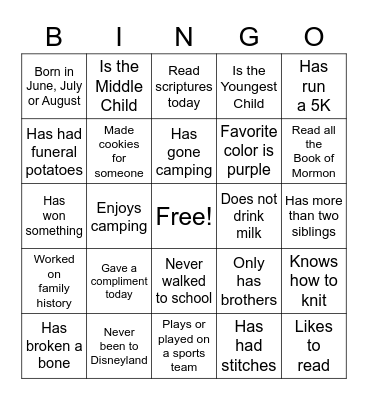 Get to Know You Bingo Card