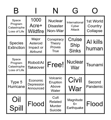 2020 Apocalypse Bingo Card