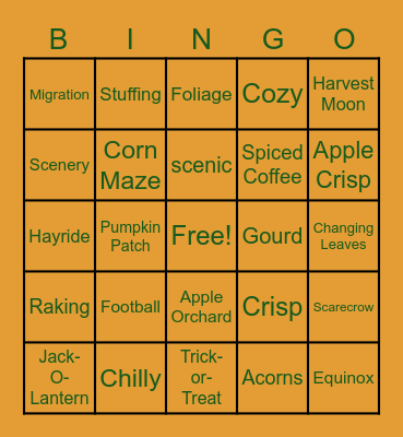Autumn Bingo Card