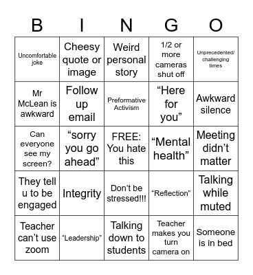 Potomac Bingo Card