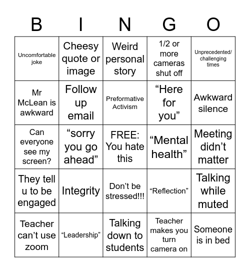 Potomac Bingo Card
