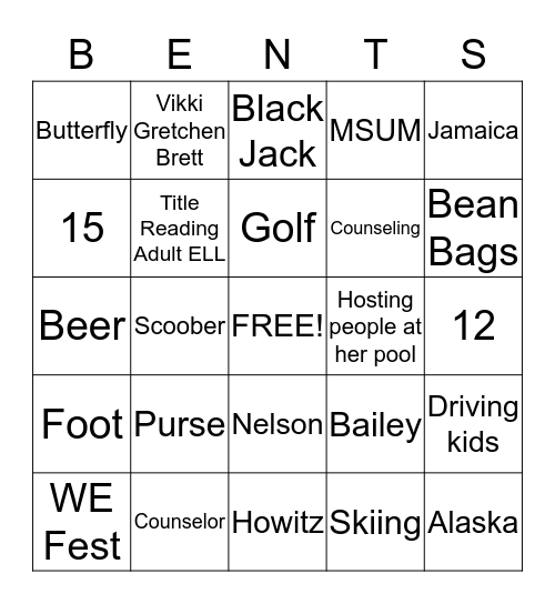 Tracie's Fabulous Forty Years Bingo Card