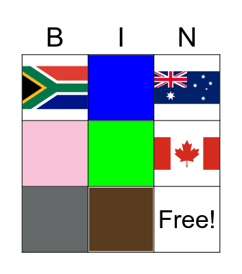 Flags and colours Bingo Card