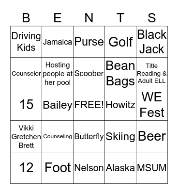 Tracie's Fabulous Forty Years Bingo Card