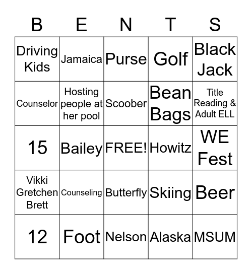 Tracie's Fabulous Forty Years Bingo Card