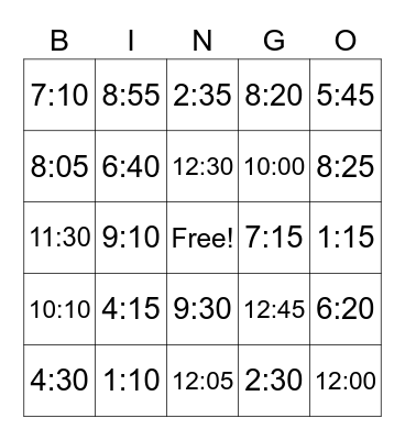 Time (La Hora) Bingo Card