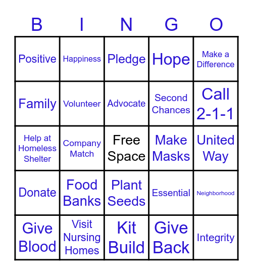Strengthening our Communities Together Bingo Card