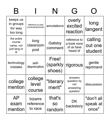 DK Bingo Card