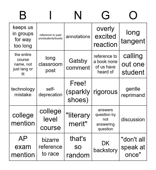 DK Bingo Card