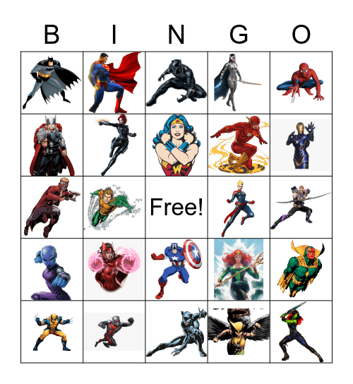 SUPER HERO Bingo Card