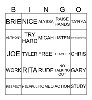 MULTIAGE BINGO Card