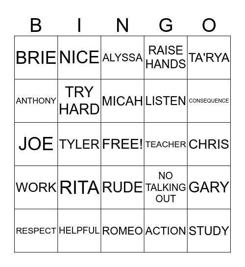 MULTIAGE BINGO Card