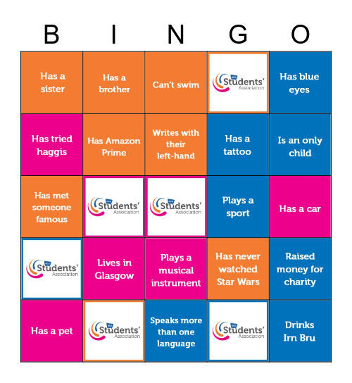 GCU Students' Association's People Bingo Card