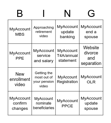 Digital Dymos Bingo Card