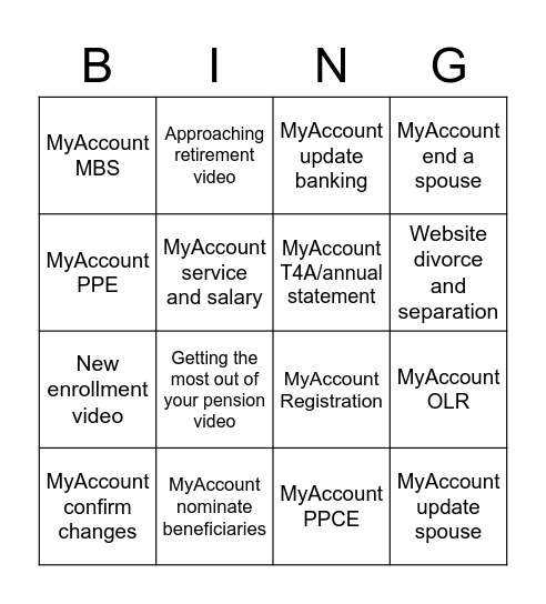 Digital Dymos Bingo Card