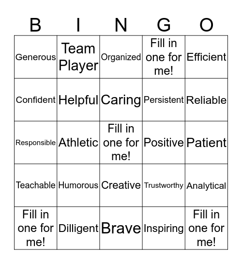 STRENGTHS Bingo Card