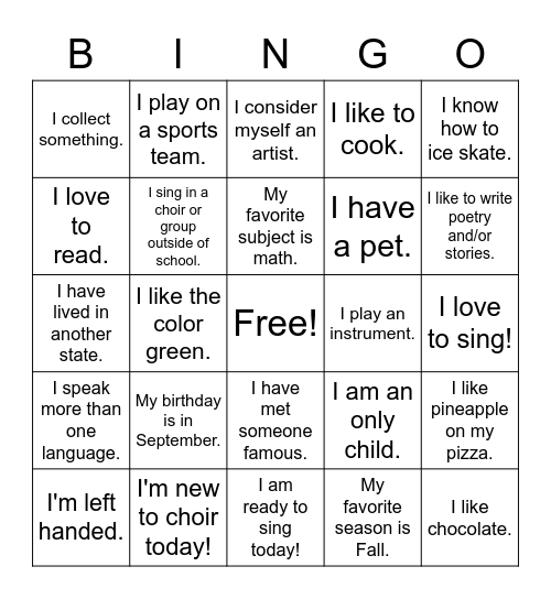 Untitled Bingo Card