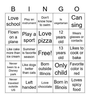 Getting to Know Bingo Card