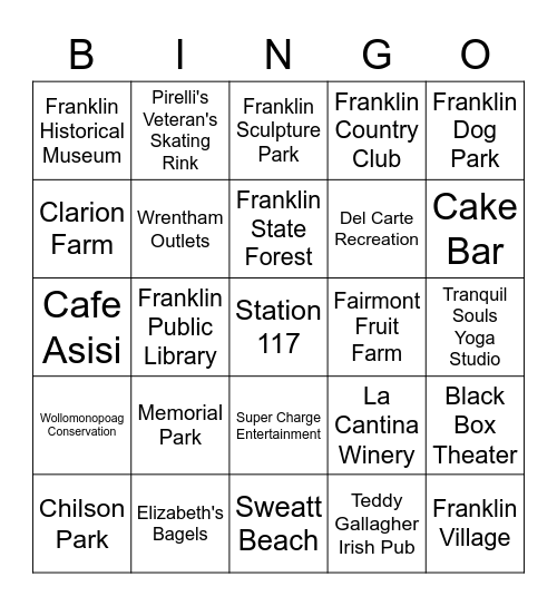 Franklin Bingo Card