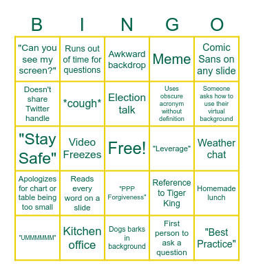 CPAsNET Mid-Year Conference Bingo Card