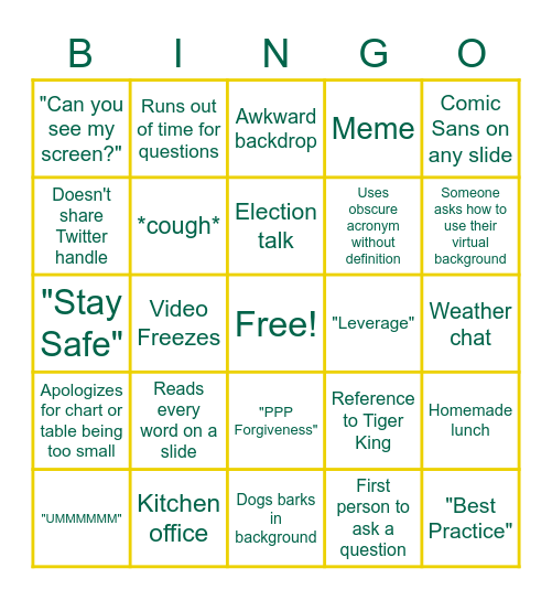 CPAsNET Mid-Year Conference Bingo Card