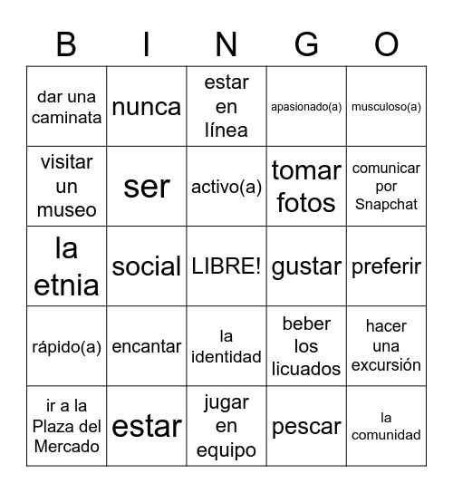 SP 3 Unidad 1 Bingo Card