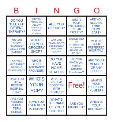 MAIL IN FOR A CHANCE TO WIN! Bingo Card
