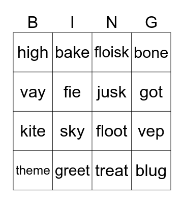 Phonics Bingo Set 3 Bingo Card