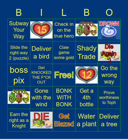 Legend of Zelda: Wind Waker Pt6 Bingo Card