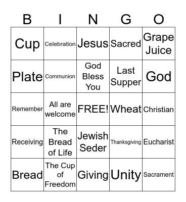 Communion Bingo Card