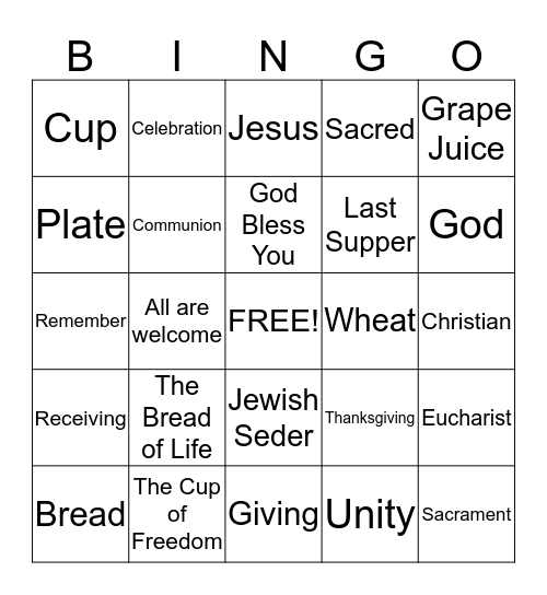 Communion Bingo Card