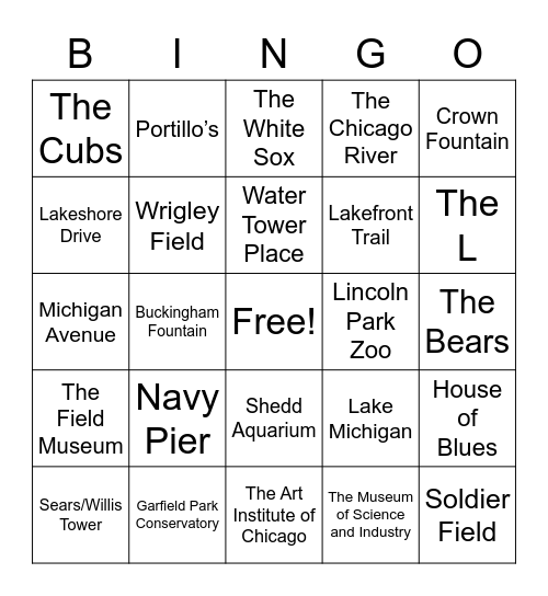 CHICAGO BINGO Card