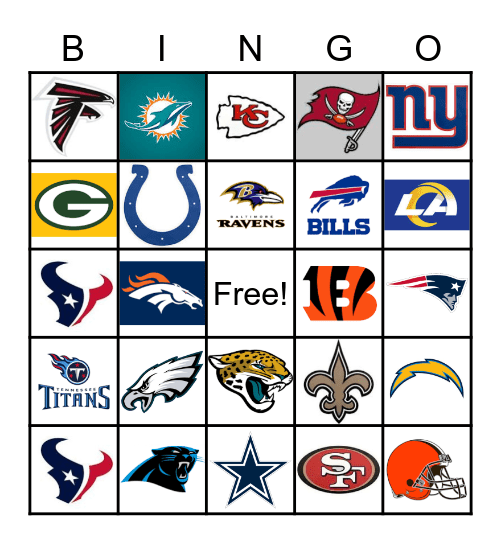 NFL Logo Bingo Card Bingo Card