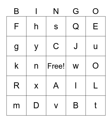 Alphabet Bingo Card