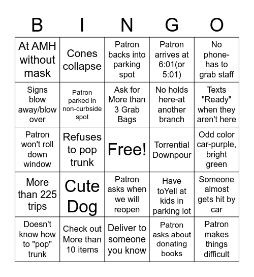 GV Curbside Bingo Card