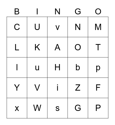 Alphabet Bingo Card