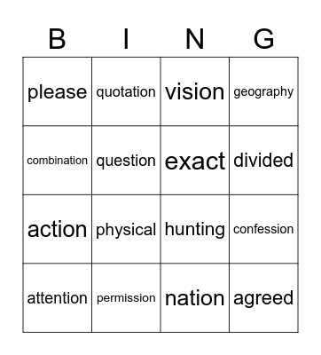 WEEK 9 SPELLING Bingo Card